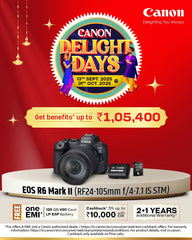 Canon EOS R6 Mark II (RF24-105mm f/4L IS USM) Kit with 128GB V90 Card, Battery, and EMI/Cashback Offers