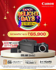 Canon EOS R8 (Body) – Free Wildcraft Bag + Delight Days Offer