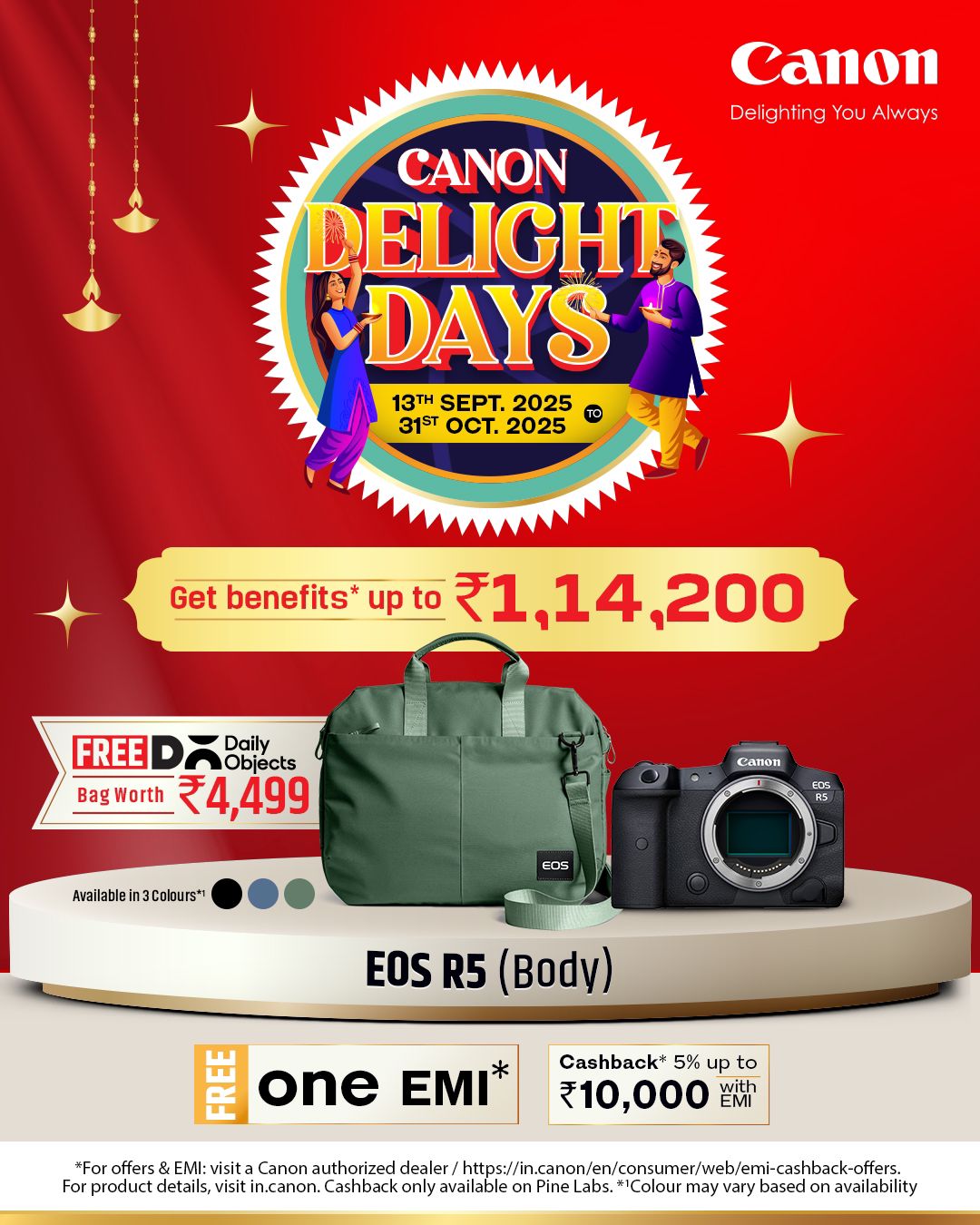 Canon EOS R5 (Body) – Free Daily Objects Bag + Get benefits worth up to ₹1,14,200!